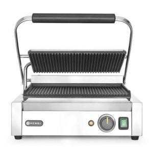 Kontaktný grill „Panini“, HENDI, drážkovaný vrch a spodok, 230V/2200W, 432x396x(H)214mm Kód: 263655