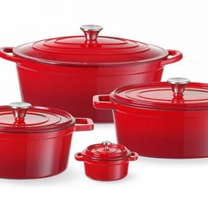 Liatinový smaltovaný kastról, HENDI, 0,27L, Červená, 130x100x(H)48mm Kód: 626856